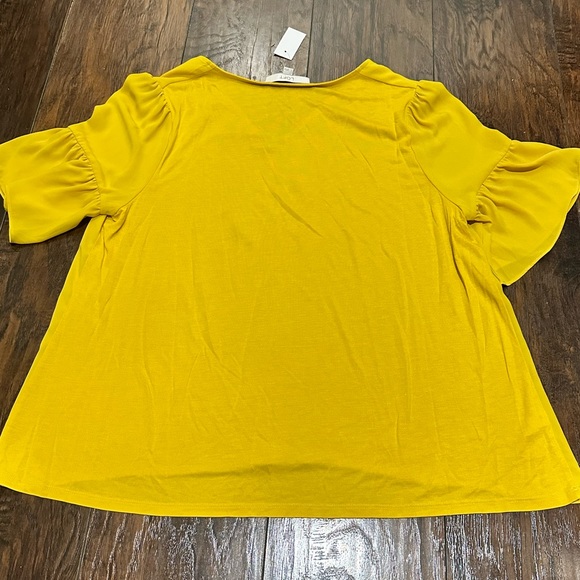 Loft Yellow Blouse with Short Bell Sleeves - Large - Picture 11 of 11